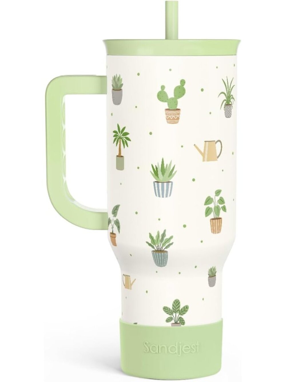 Plant Lover 40oz Tumbler with Handle and Straw, Insulated Stainless Steel Travel